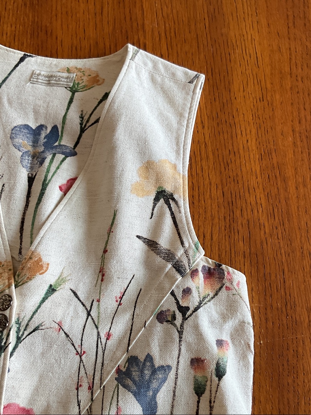 Coldwater Creek Floral painted Cream Vest Women NWOT PTP 19” medium fall floral - Picture 4 of 14